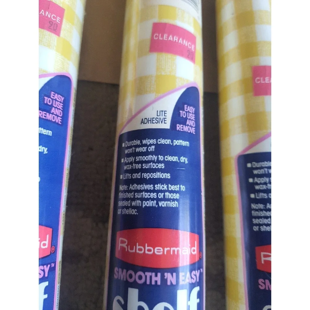 Vintage 80s Rubbermaid 3 Roll Lot Yellow Gingham Pattern 10sqft 3.33ydx12